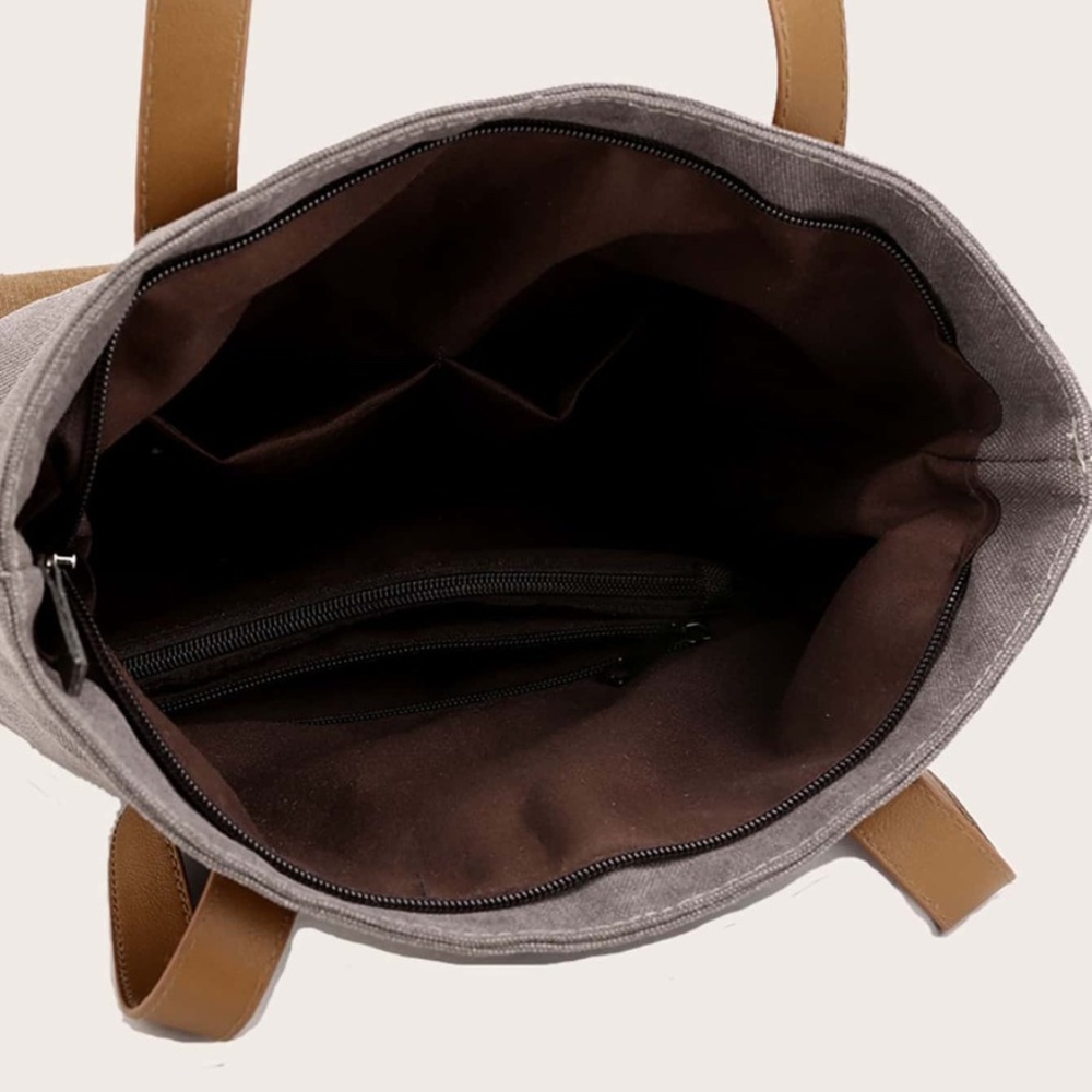 Boho grey tan color block vegan leather mini backpack - Picture 4 of 9